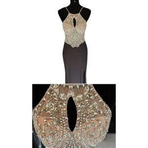 Blondie Nites Iridescent Halter Cocktail Dress